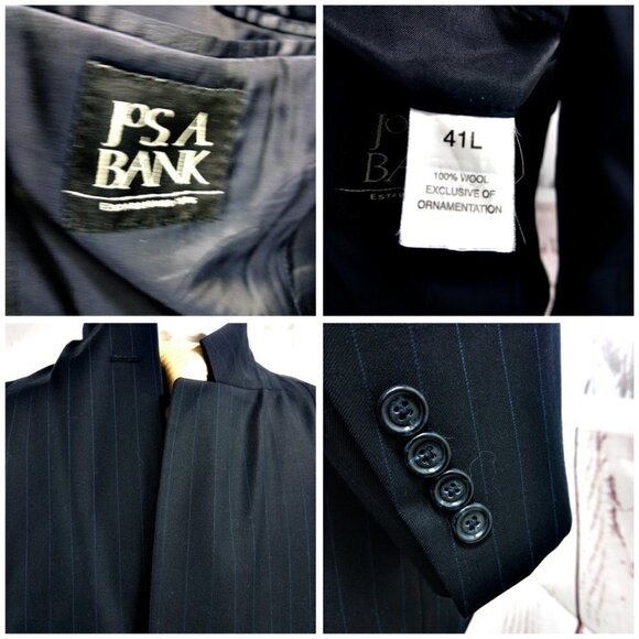 Jos A Bank 1905 41L Deep Blue Striped 2pc Suit - Picture 8 of 16